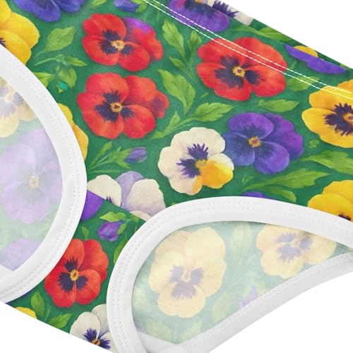 Joisal Cotton Girls Underwear Toddler Colorful Pansy Flowers Panties Little Girl Funny Briefs Underpants 2t4
