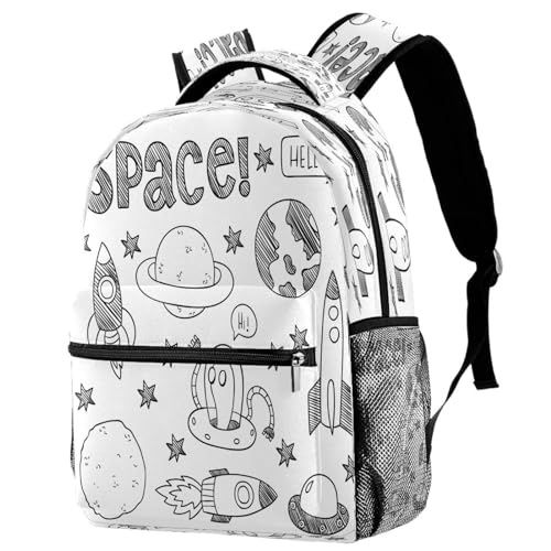 Sac à dos d'école anti-fatigue à motif espace dessiné main