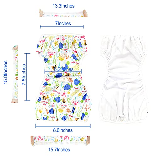 Langsprit 3 Pack Swim Diaper For Baby & Toddle,Reuseable Washable Diaper Swim For Swimming Lesson & Baby Shower Gifts (L, Sea Animal) #TOP2