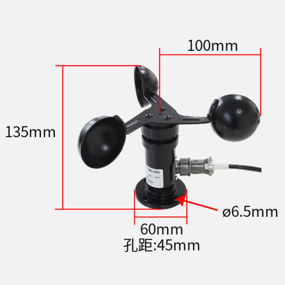 Windmesser，Windgeschwindigkeitsmessgerät，intelligentes Alarm-Anemometer，3 Lüfterblätter，hochpräziser intelligenter Windgeschwindigkeitsmesser，Windgeschwindigkeitsmesser DC12-24V (10MM)