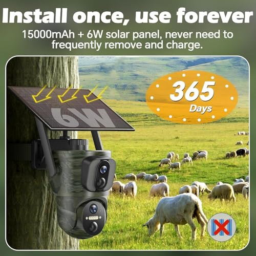 VOOPEAK Solar Wildkamera 4K 48 MP, Wildkamera mit Bewegungsmelder Nachtsicht, Wildtierkamera...