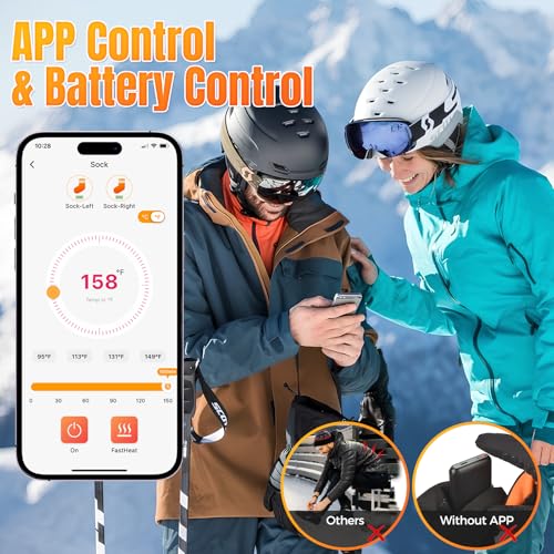 Starines Heated Socks for Men Women with 2*7000mAh APP Control Rechargeable Battery Electric Sock Up to 12H, Heating Warm Thermal Winter Foot Warmer Sock for Hunting Skiing Hiking Camping Outdoor Work - image 3