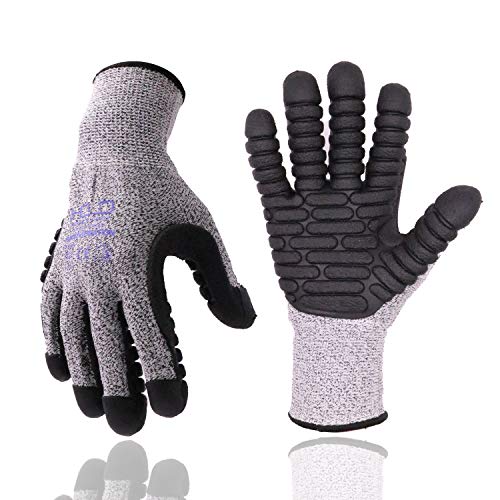 Anti Vibration Gloves, Cut Resistance Impact Gloves Men Mechanic Work Gloves (Extra Large, Gray) #TOP5