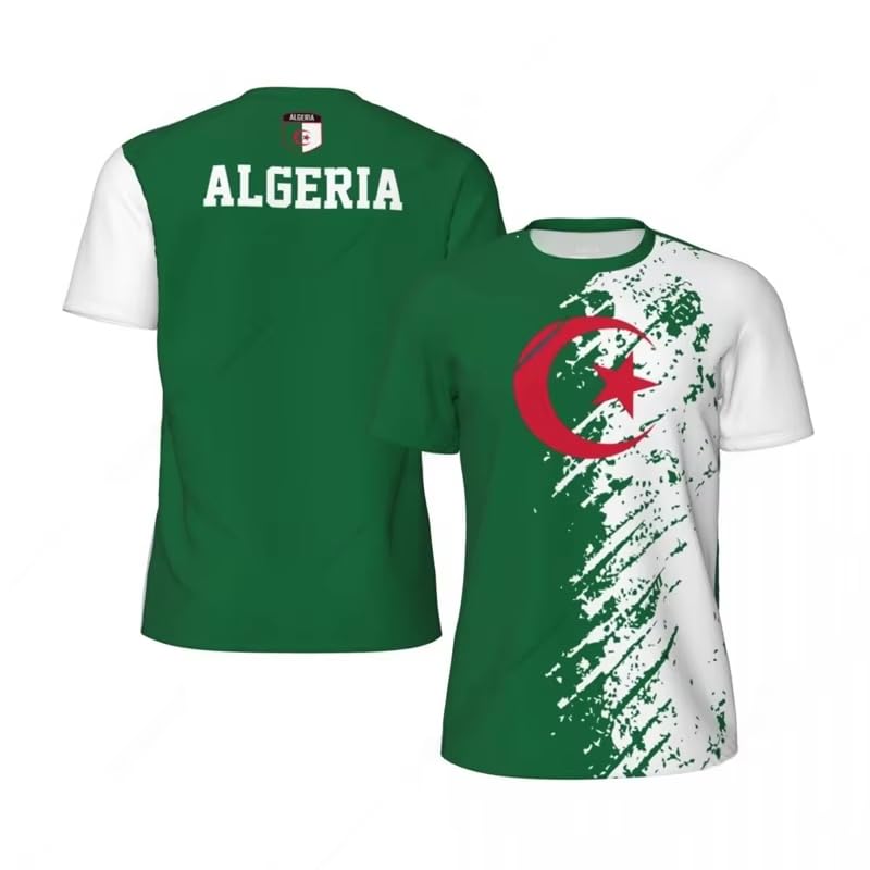T-Shirt Algérie Drapeau Homme à manches courtes pour sport et extérieur