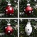 KINGYEE Miniature Ornaments and Toppers Christmas Mini Glass Tree Decorations Set of 15 for Tabletop Desktop Tree Wedding Centerpiece (Red and White Polka Dots)