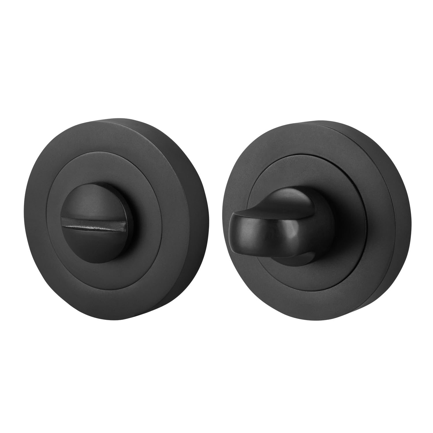 EAI Black Bathroom Thumb Turn and Release Set, Matt Black Universal Round Door Turn and Release Lock for Bathroom/Toilet - Oliena Range โ image 1