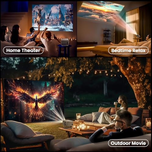 【Netflix Officially Licensed & Auto Image Set-up】Smart Projector with WiFi and Bluetooth,600 ANSI Native 1080P Voice Control Outdoor Mini Projector, 360° Rotation 4K Support Home Projectors - Image 9