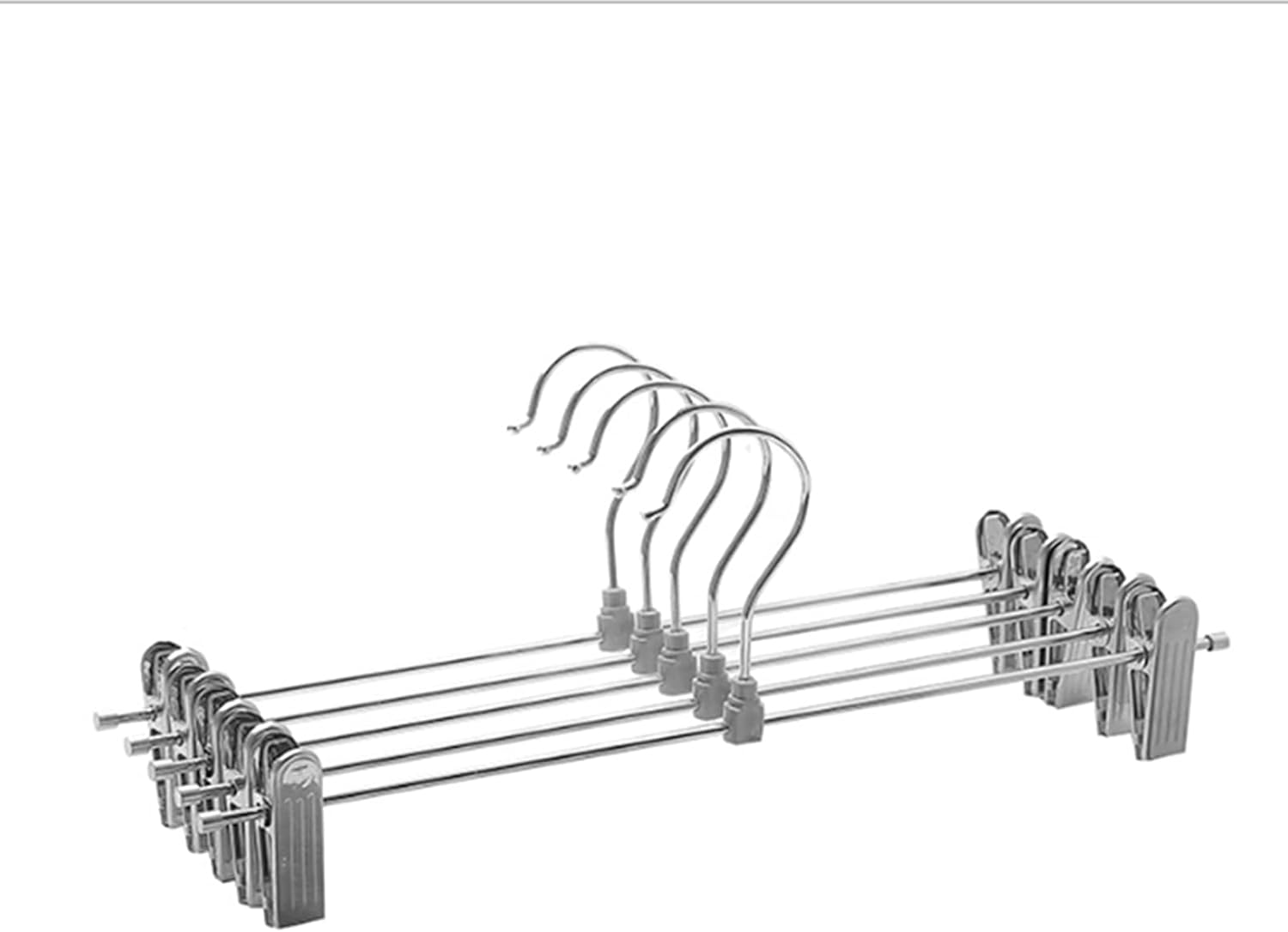 Pants Hangers Metal Pants Hanger Skirt Hangers with Adjustable Clips,Space Saving Non-Slip Pants Hangers,Smooth and Not Easy to Rust,for Family Cloakroom Clothi,Silver-25 Pack