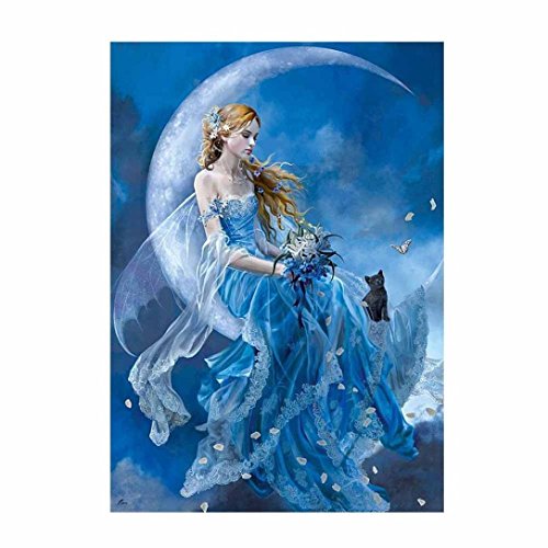 Freeas 5D DIY Diamond Painting Rhinestone Pictures of Crystals Embroidery Kits Home Wall Decoration Craft Figure Theme (Fairy & Moon)
