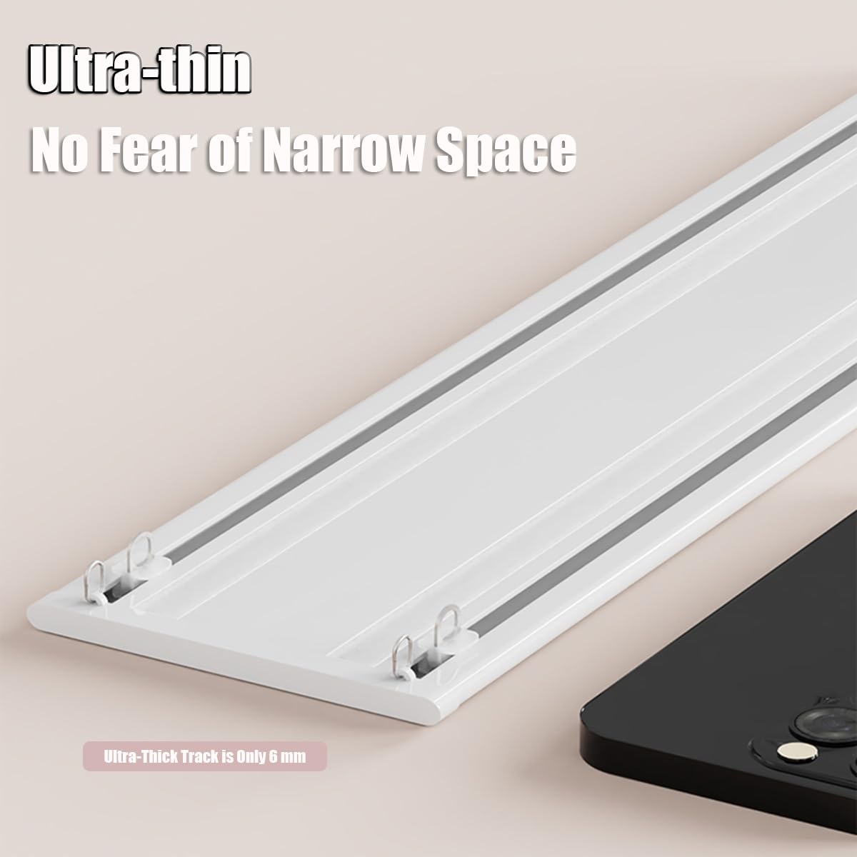 Générique Rail Rideau Plafond 0.4m-5.5m Rail De Rideau sans Perçage pour Murs Ou Plafonds Convient pour Baie De Douche Les Maisons Les Bureaux Les Caravanes(Blanc,4.5m)