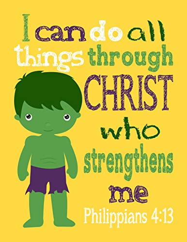 Superhero Christian Nursery Or Kids Room Decor Set Of 4 Unframed Prints With Bible Verses #TOP4