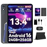 13 Inch Large Android 16 Tablet with Keyboard, Mouse & Case Kit, 13.4 Inch Tablet with 120Hz FHD+ Display, 24GB+256GB (Expandable to 2TB), 10000mAh Battery, 16MP Camera, GPS, for Work & Entertainment