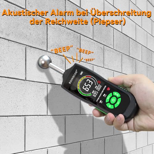 Feuchtigkeitsmessgerät Wand RDINSCOS Feuchtemessgerät Mauerwerk Feuchtigkeitsmesser Wand für Wände Holz cm Messgerät Estrich Beton Gips Baustoffen Kellerwände (Kugelform)