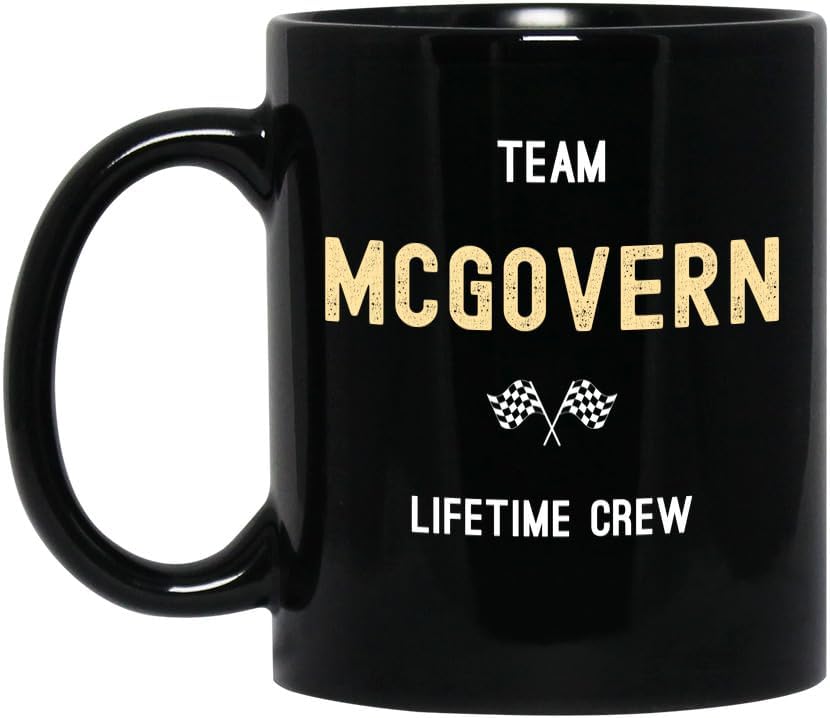 Mcgovern - Custom Family Name Coffee Mug, Team Mcgovern Personalized Last Name Black 11oz Ceramic Tea Cup