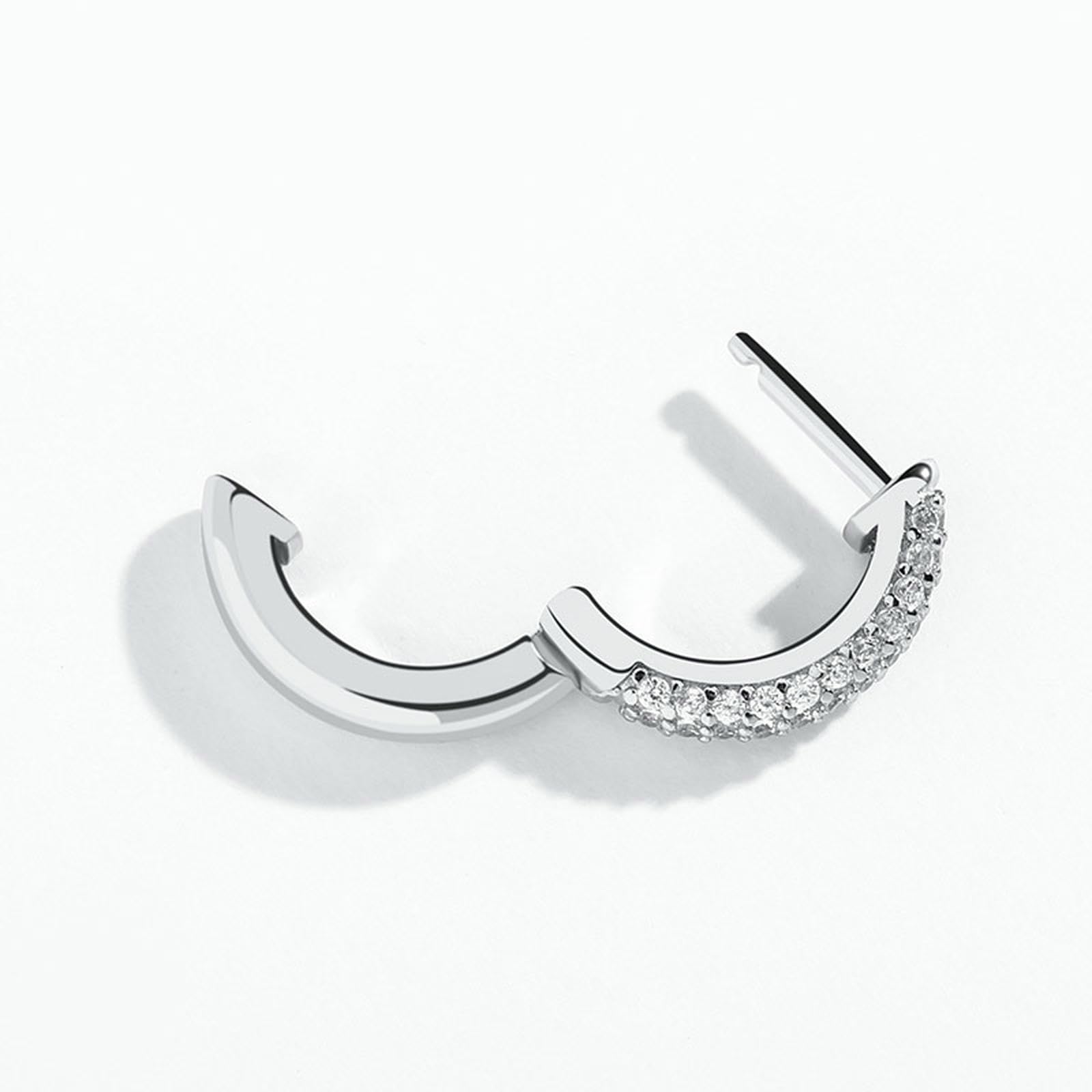 Orecchini a Cerchio in Argento Sterling con zirconi Rotondi Stile Hip Hop Design Bling Cerchio incernierato per Regali Unisex da Indossare Tutti i Giorni