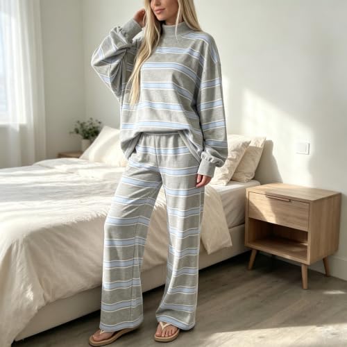 Travel Sweatsuits for Women Set - Striped Sweatshirt and Sweatpants Outfits - image 4