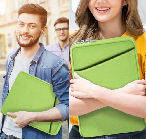 Image of Laptop Sleeve, Shockproof Protective Computer Case, Handbags Portable Laptop Bag for 15.6 inch HP Dell Asus Lenovo Notebook Computer with Front Pocket, Light Green