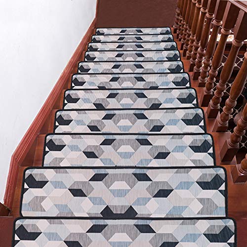 Hqchoose Stair Treads Carpet Non Slip For Staircase 13 Count (8 X 30 Inches) Grey Stair Mats With Safety Anti Skid Pvc Backside Extra Carpet Tape Provided Kids Elders And Pets Friendly #TOP2