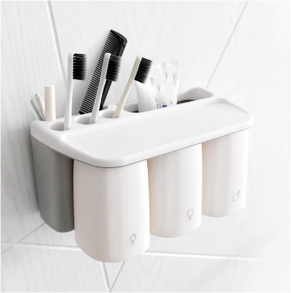 Creative Brushing Cup Holder-Place Household Suction Wall Toothbrush Holder Set Hanging Shelf(Black-JoJo's Bizarre Adventure1)