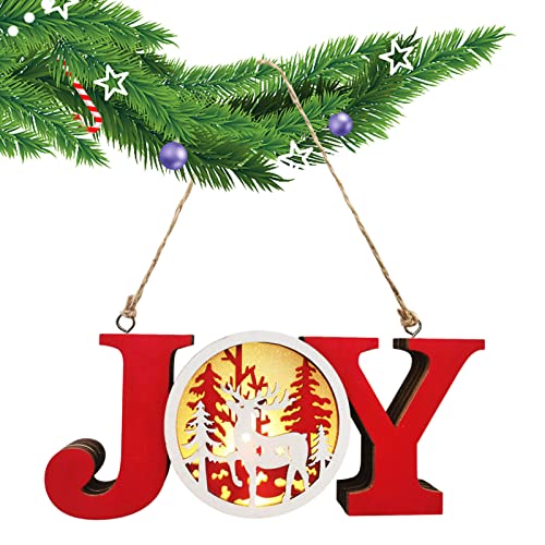CENMOO Adornos de Navidad de granja, letrero de madera iluminado de Navidad, letrero de hogar para decoración de puerta y pared, letrero de alegría colgante para dormitorio, sala de estar, hogar