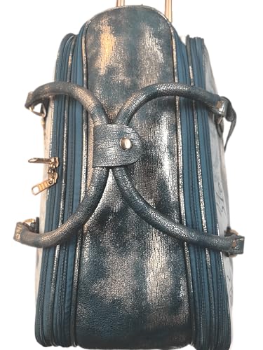 Fairy Tale Leather Travel Duffle Bag with Wheel - Women's Rolling Overnight Luggage Tote with Artistic Design (Green)3