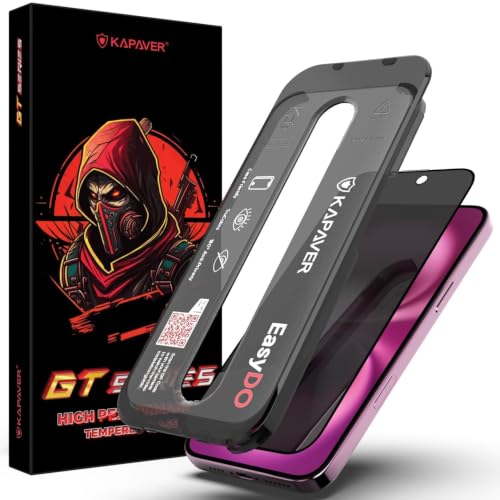 Image of KAPAVER GT EasyDo Privacy Tempered Glass Screen Protector for iPhone 16 Plus with Applicator (1Pack)