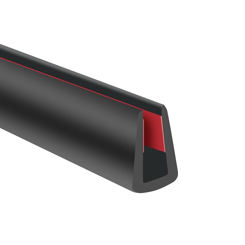 Perfil de Borracha EPDM Autoadesivo em U para Proteção de Bordas de Vidro, Flexiglass e Compensado, Preto, 6,1 m