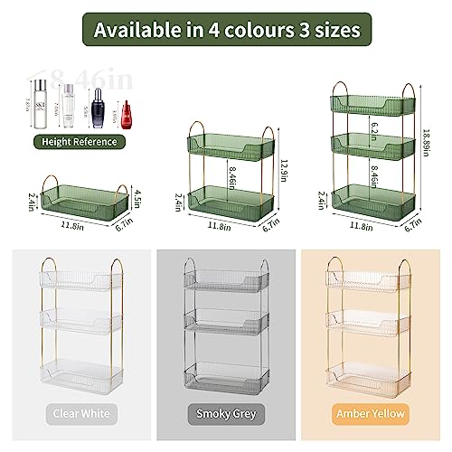 Image of Akinbas 3 Tier Bathroom Organizer Countertop Makeup Perfume Tray Skincare Organizer for Bathroom Dresser Vanity (Green)