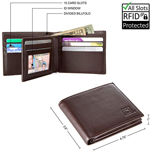 Identity Stronghold Extra Capacity Bifold Wallet For Men - Rfid Blocking Genuine Leather Wallet #TOP4