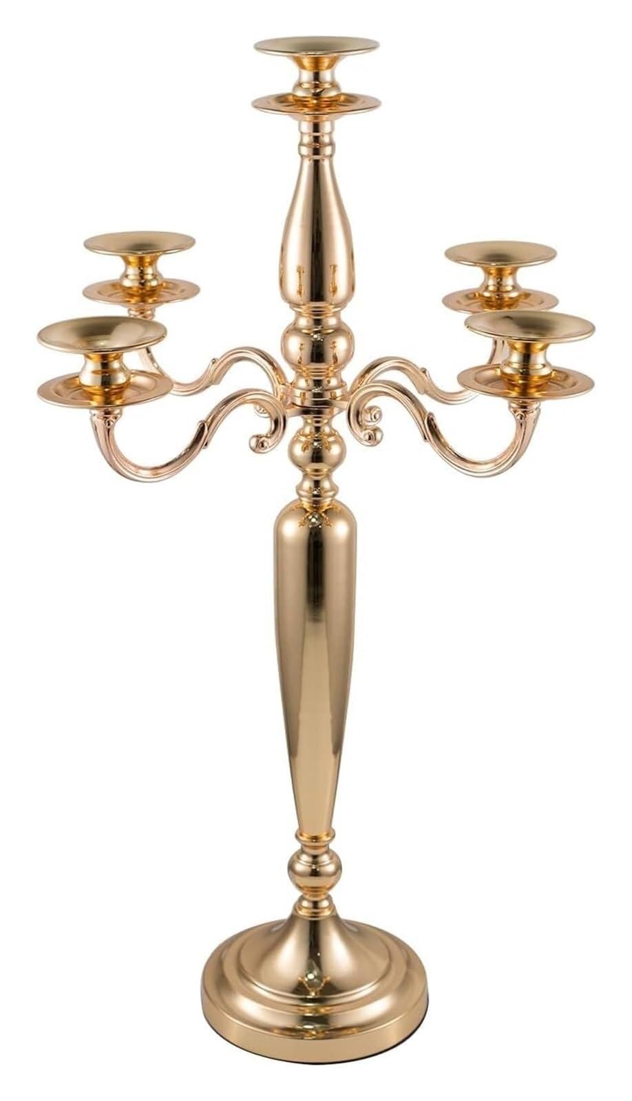 Candle Holders 4Pcs Black Candlestick Holder, 5 Arm Candelabra, 28 Inch Tall, Metal Taper Candle(Gold)