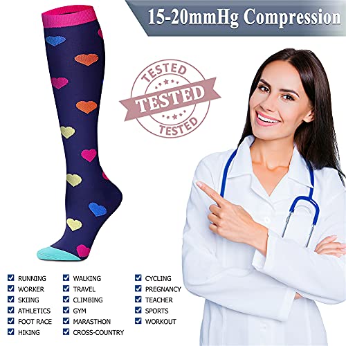 Image of QUXIANG Copper Compression Socks for Women & Men Circulation (8 Pairs) - Best for Running Athletic Cycling - 15-20 mmHg