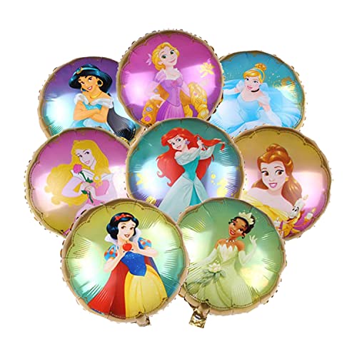 LXN princesse ballons pour filles fête d'anniversaire décoration princesse thème fête fournitures 8 pièces princesse ballons en aluminium Blanc