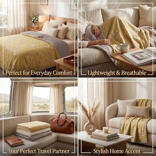 Image of VAS COLLECTIONS Cotton AC Blanket for Single Bed, 147x230 cm | Reversible Lightweight All Season Comforter | Soft Breathable Skin-Friendly Blanket for Bedroom Use (Olive Slate)