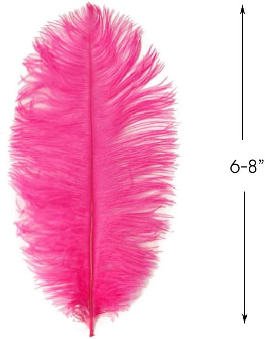 Moonlight Feather | 100 Pieces - 6-8" Hot Pink Wholesale Ostrich Drabs Feathers (Bulk) Party Centerpiece Mardi Gras Wedding Supplier