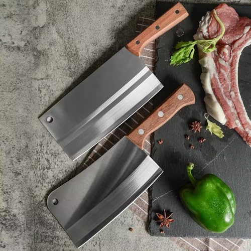 Image of Wizbiz 7 Inch Blade Meat Cleaver Knife for Kitchen Heavy Duty Meat Knife Butcher Cleaver Chopper for Cutting Mutton Chicken Bones Vegetable Kitchen Cutting Tool