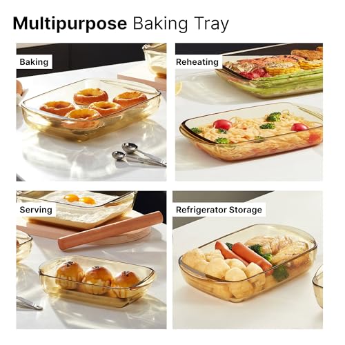 Image of The Better Home Zeno (1.6L) Borosilicate Glass Baking Tray For Microwave Oven | Baking Dish | Baking Pan | Bake & Serve Dish | Bakeware | Glass Bowl For Microwave | Dishwasher Safe (Rectangular)