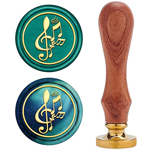 CRASPIRE Wax Seal Stamp Music Notes Vintage Wax Sealing Stamps Musical Clef Retro Wood Stamp Removable Brass Head 25mm for Wedding Envelopes Invitations Embellishment Bottle Decoration Gift Packing