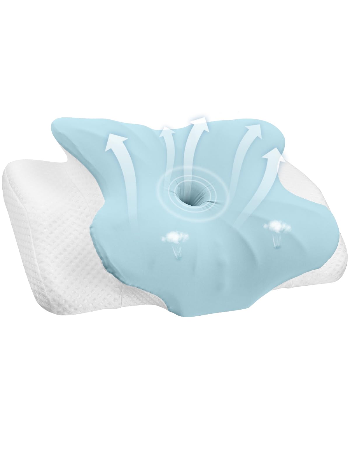 eSynic Nackenkissen Memory Foam Kissen Nackenhörnchen Ergonomisches Kopfkissen Nackenstützkisse Pillow Kissen mit Waschbarem Cooling Ice Silk Bezug für Seiten Rücken & Bauchschläfer