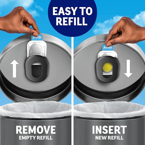 Febreze Odor Fighter, Can Air Freshener, Stick-On Deodorizer for Garbage Cans, Diaper Pails, Works with Scented Bags, Fresh Lemon and Linen & Sky Scents, 2 Holders + 2 Refills - image 9