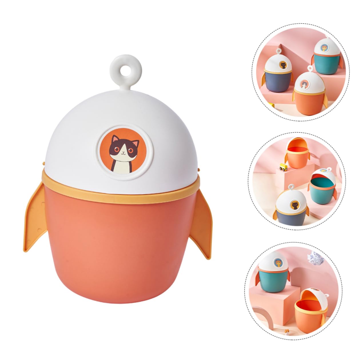 GLEAVI Cartoon Mini Trash Can Small Tabletop Waste Bin Lid Colorful Plastic Garbage Container for Home Office and Boys and Girls Rooms