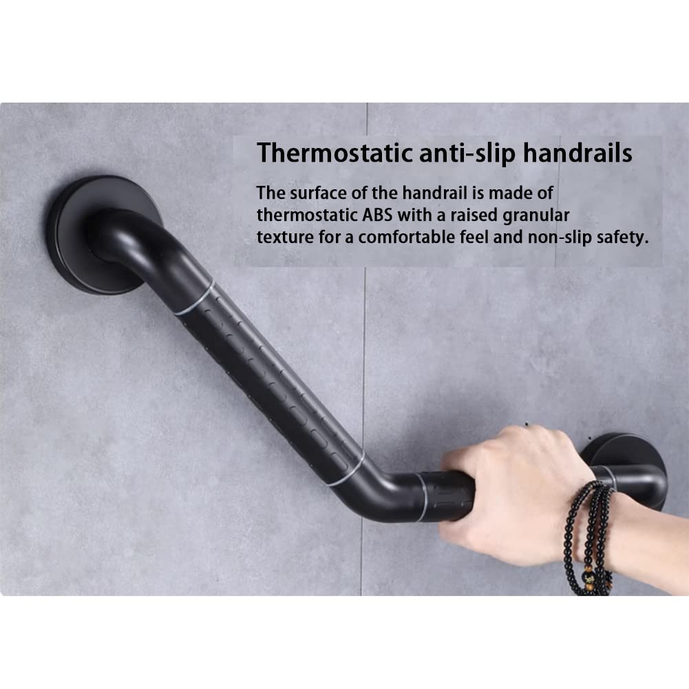 Barra de Acero Inoxidable 135° Pasamanos para Ducha Antideslizante Montaje en Pared para WC Asidero de Baño Asidero Fluorescente Barandilla de Seguridad para Ancianos 30 × 30 cm
