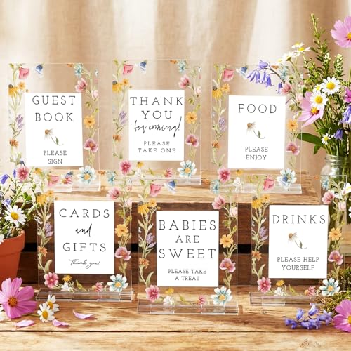 Image of Vercraft 6 Pcs Wildflower Floral Baby in Bloom Baby Shower Table Decor