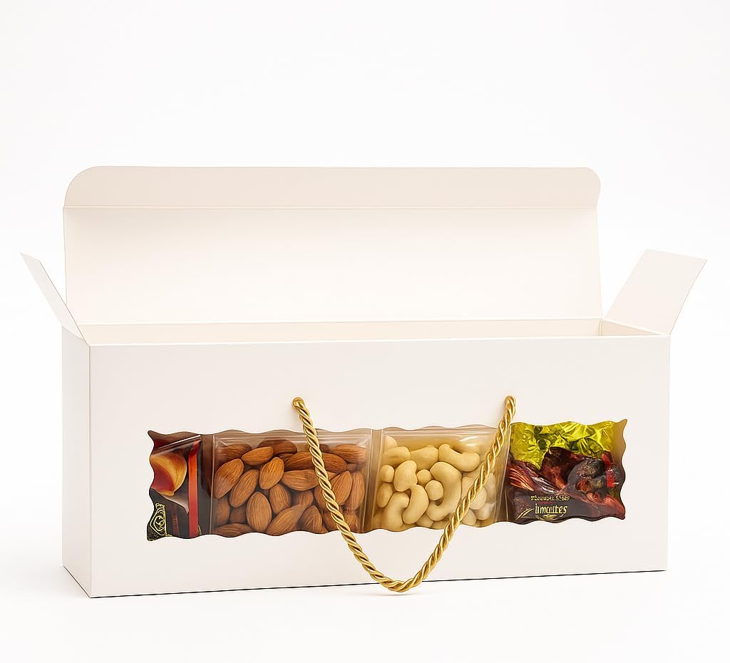 mudrit Hamper Gift Boxes with Handle 10 pack, Premium Packaging for Birthday, Party Favors, Weddings, Festive Gifting, Size - 13.5 x 6 x 3.25 inches