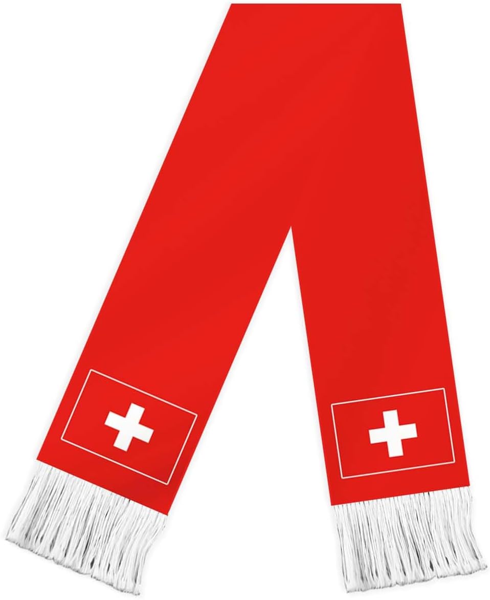 Switzerland Flag Scarf,60inch Swiss Banner Sports Fan Scarves,18×150cm Novel Souvenir For Team Game Party Parade