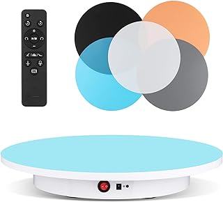 BAOSHISHAN Photography Turntable with Remote Control, 16.5''/220LB Rotating Display Stand, Motorized Turntable for 360 Degree Image, Video, Model, Cake (White)
