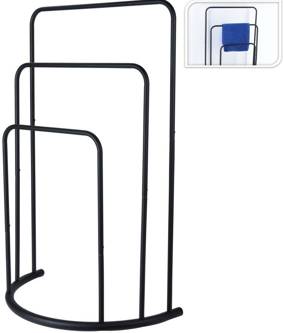 3 Tier Free Standing Metal Towel Holder - Bathroom Drying & Storage Rail Rack Stand