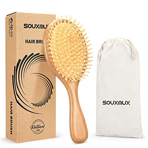 Hair Brush Boar Bristle Oval Hair Brush For Women Men Kids Natural Bamboo Hairbrush For Thick Curly Thin Long Short Wet Or Dry Hair Can Massage The Scalp And Adds Shine #TOP8