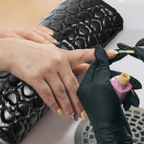 IFANLANDOR Love-heart Hand Pillow Poduszka Do Dłoni Do Manicure z Wygodną Podpórką dla Nadgarstków Wykonana z Wysokiej Jakości PU Czarny z Serduszkiem