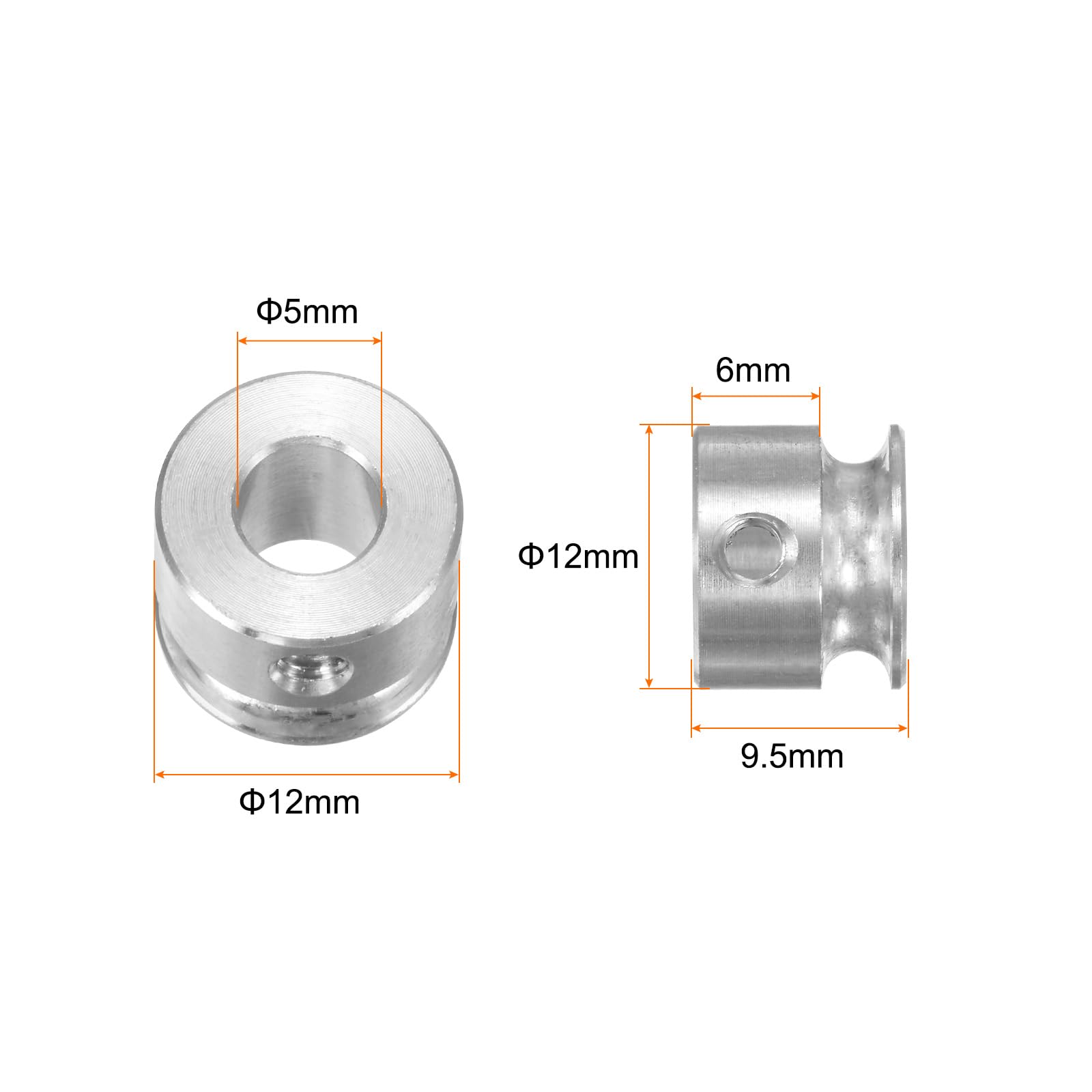 QUARKZMAN V-Riemenscheibe 6 Mm Bohrung, 12 Mm Außen-Ø – Einzelrille Aus Alu Für 3 Mm PU-Riemen