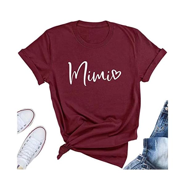 KIDDAD-Mimi-Shirt-Womens-Mimi-Heart-Graphic-Print-T-Shirt-for-Grandma-Casual-Short-Sleeve-Tee-Top KIDDAD Mimi Shirt Womens Mimi Heart Graphic Print T Shirt for Grandma Casual Short Sleeve Tee Top Red